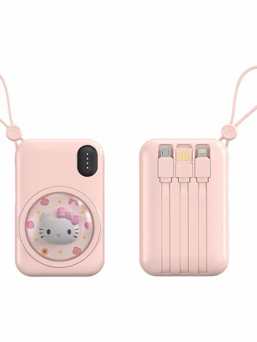 Hello Kitty Pink Portable Charger Power Bank with Built-In Multi Cables